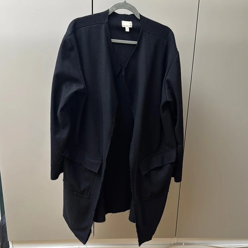 Urban Renewal Vintage Fabric Black Trench Coat Longline Style